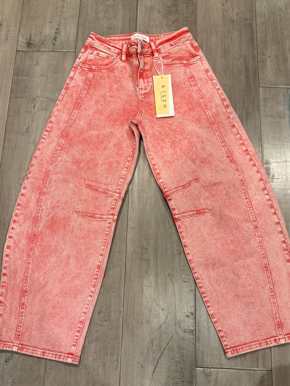 Risen Coral Pink Boyfriend Jeans — High-Rise Relaxed Fit